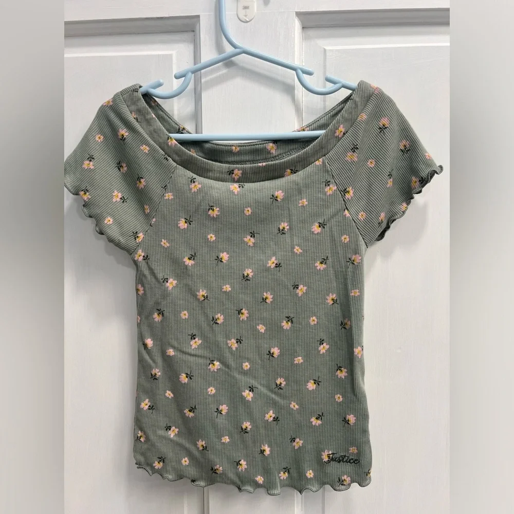 JUSTICE Lot Of 3 Cropped Short Floral Striped Summer Tops SIZE 7 GIRLS Pre Loved